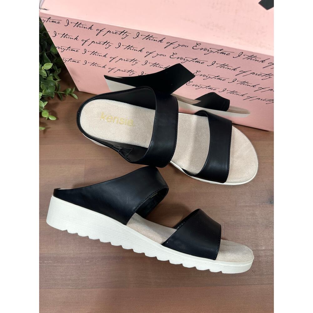 Kensie Women's Endy Slide Sandals Black Size 8